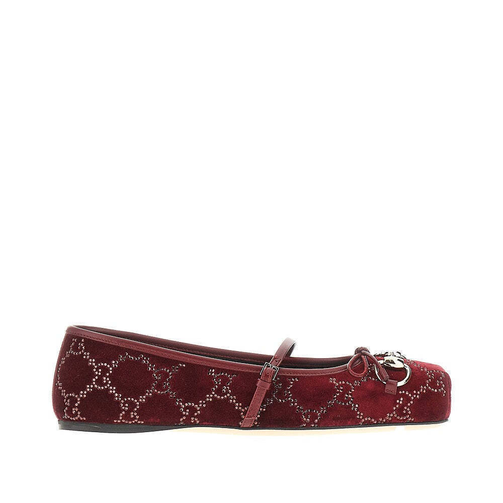 Gucci Strass-Embellished Velvet Ballet Flats